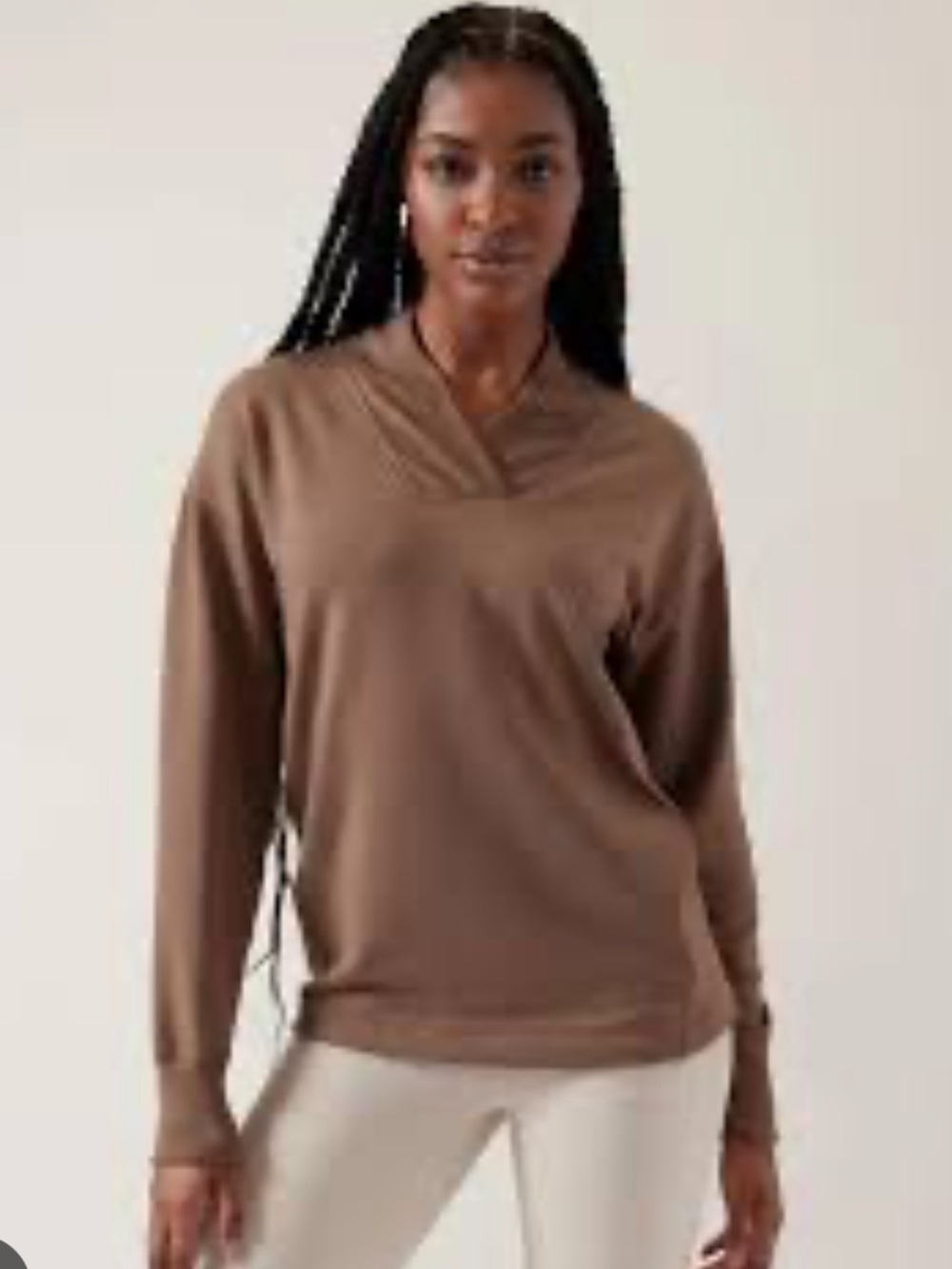 Athleta Clarity V-Neck Sweatshirt in Brown